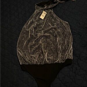 Express bodysuit new with tags. Silver and black size small